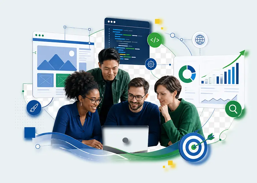 Conceptual illustration representing experience across design, development, and conversion strategy.